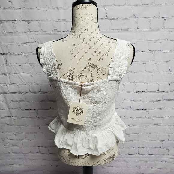 Rebellion Again smocked Peplum crocheted crop top. 239 - Picture 4 of 7